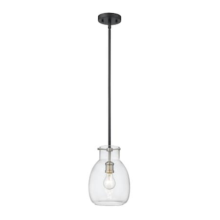 Z-Lite Bella 1 Light Mini Pendant, Matte Black & Clear 476MP-ROD-MB-BN